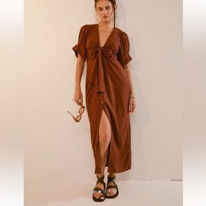 NEW Free People Vintage Summer Midi Dress Sz M Rust